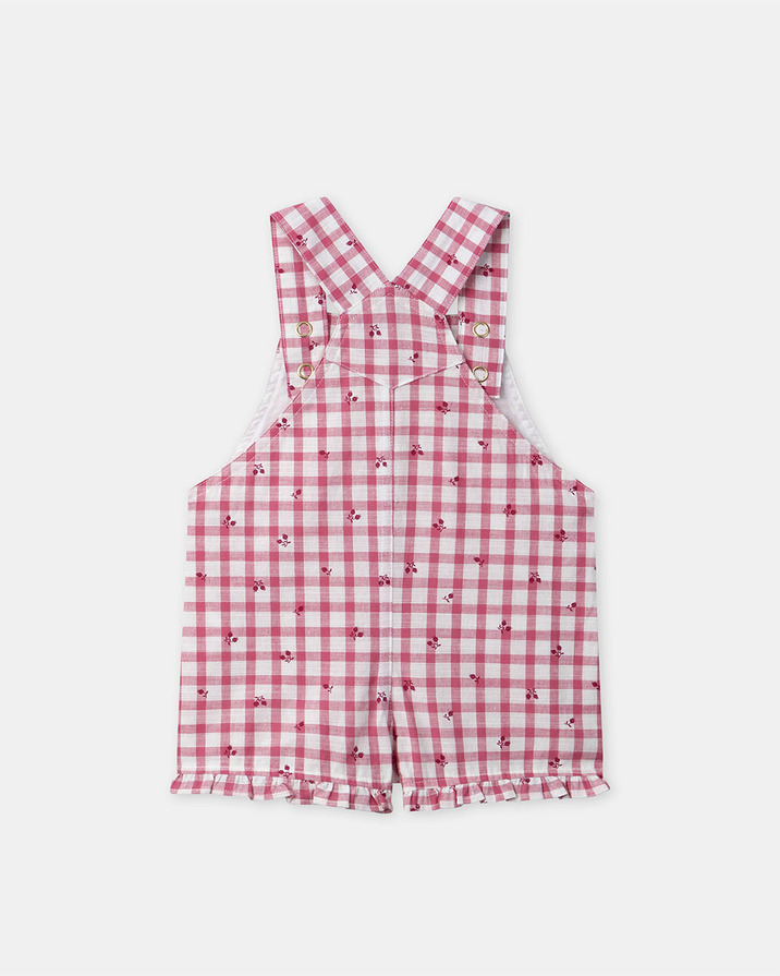 Short gingham overalls with ruffles Pink colour  Sergent Major