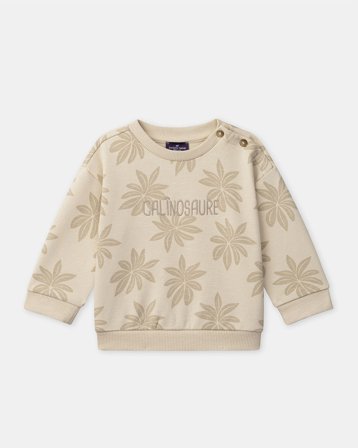 Palm tree print fleece sweatshirt Beige colour  Sergent Major