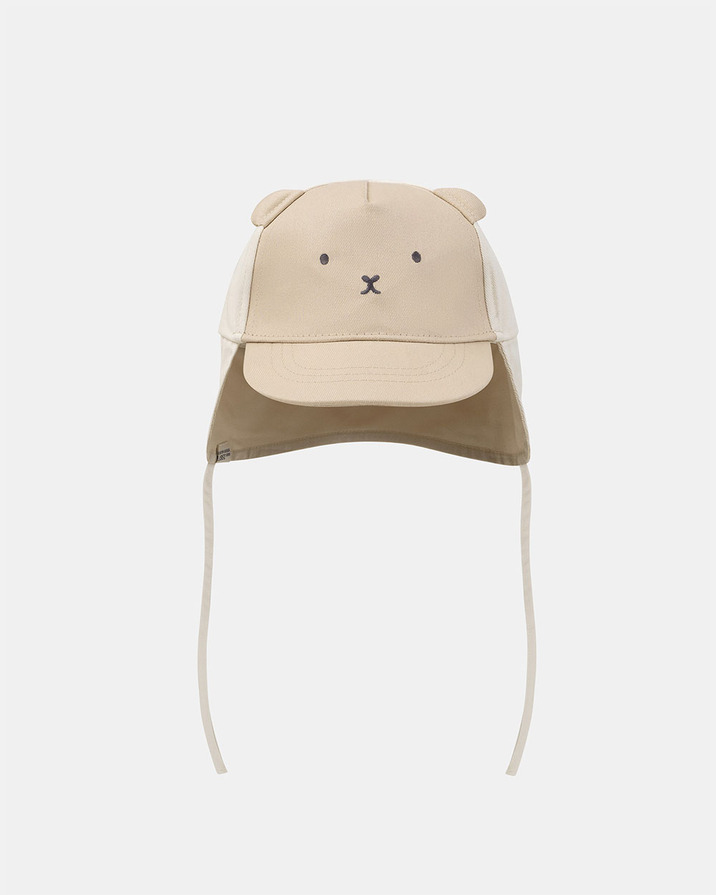 Bear-print neck-covering cap Beige colour  Sergent Major