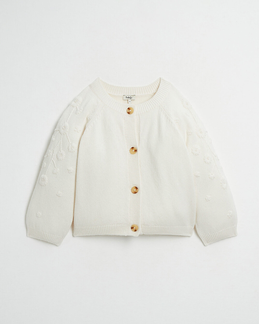 Embroidered knitted cardigan Off-white colour  Natalys