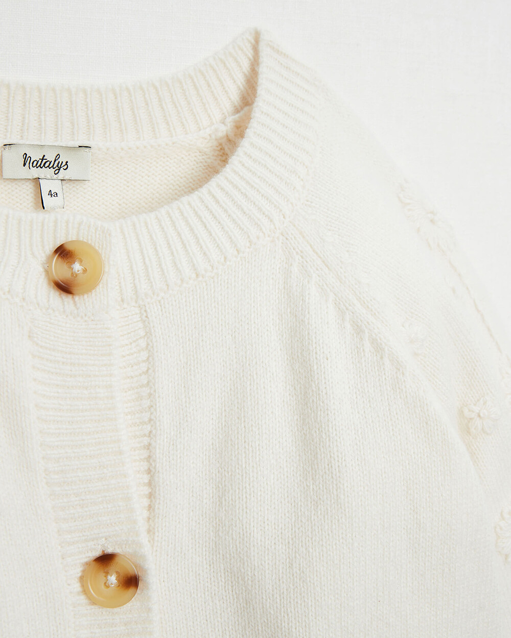 Embroidered knitted cardigan Off-white colour  Natalys