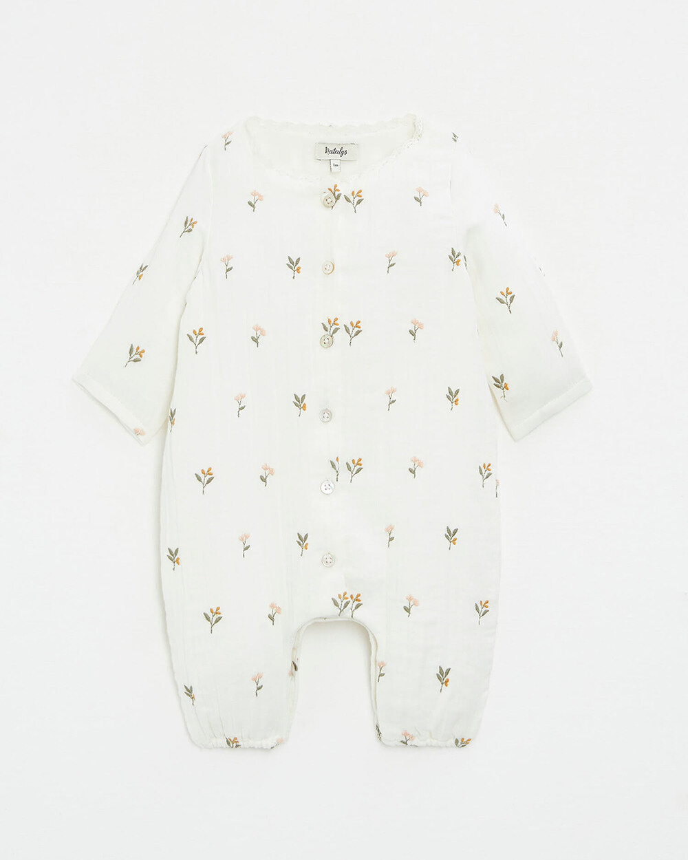 Embroidered cotton gauze jumpsuit Embroidered flowers  Natalys