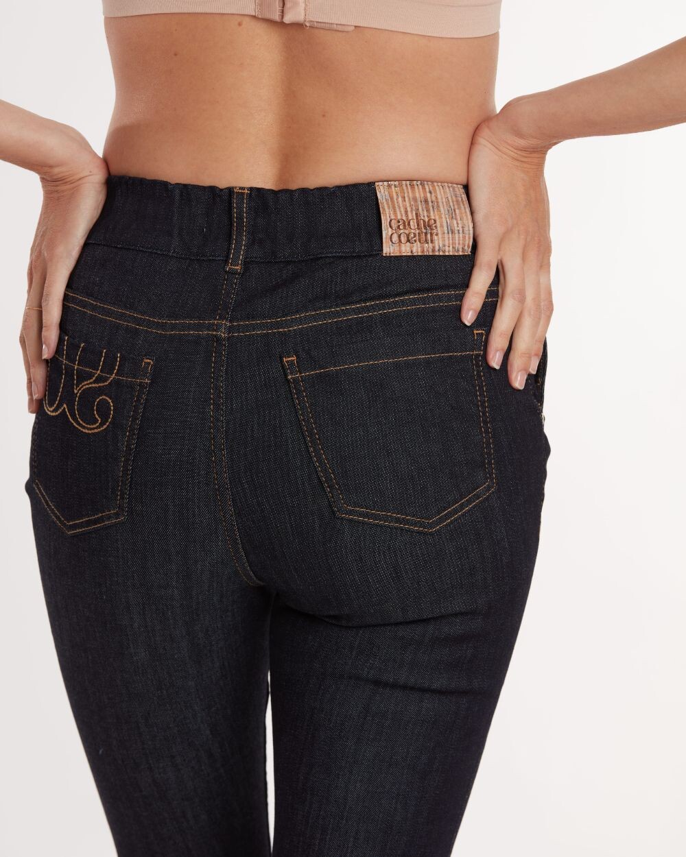Slim-fit maternity jeans Raw denim  Cache coeur