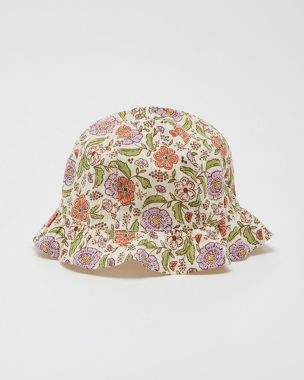 Floral print hat Lurex stripes  Natalys