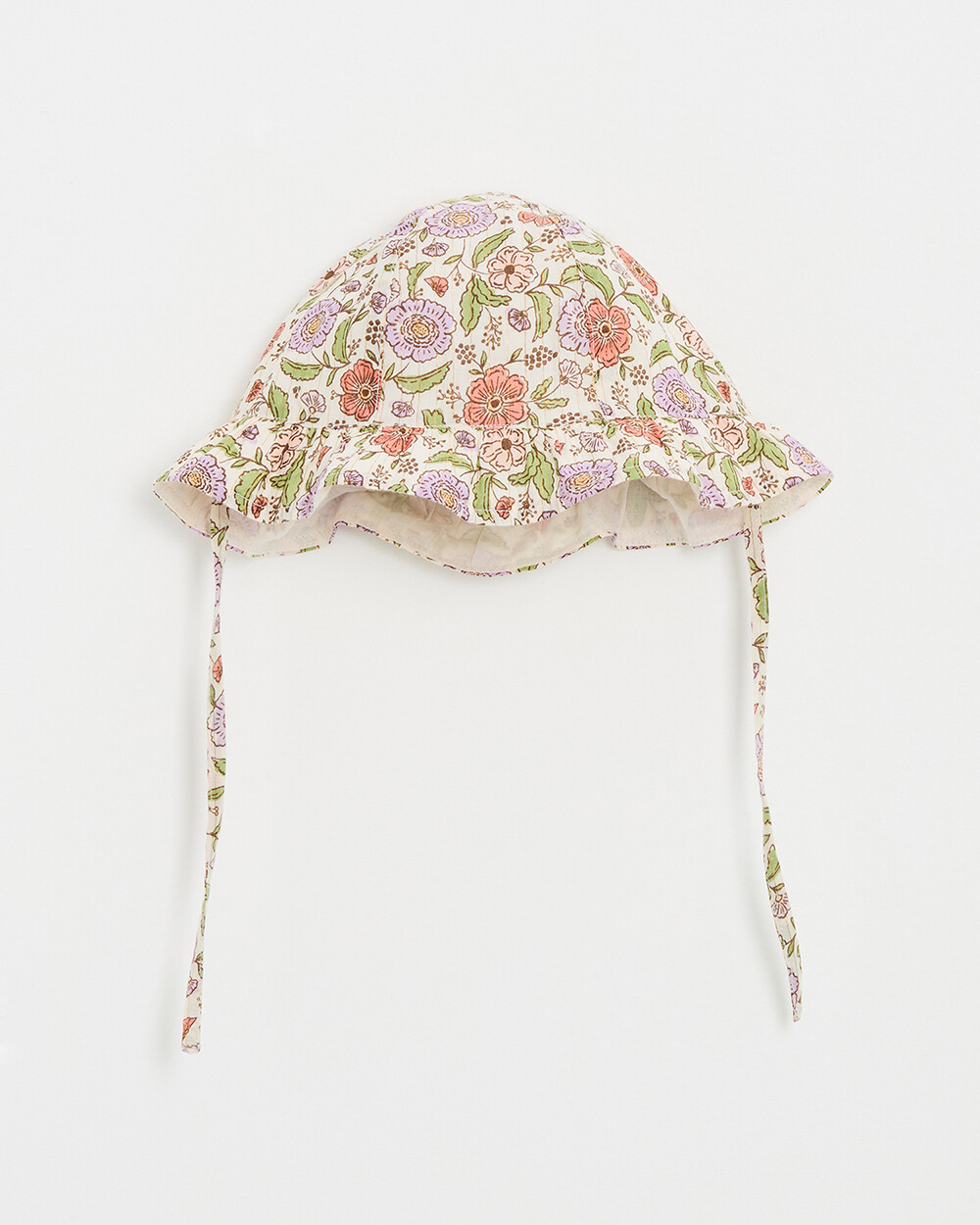 Floral print hat Lurex stripes  Natalys