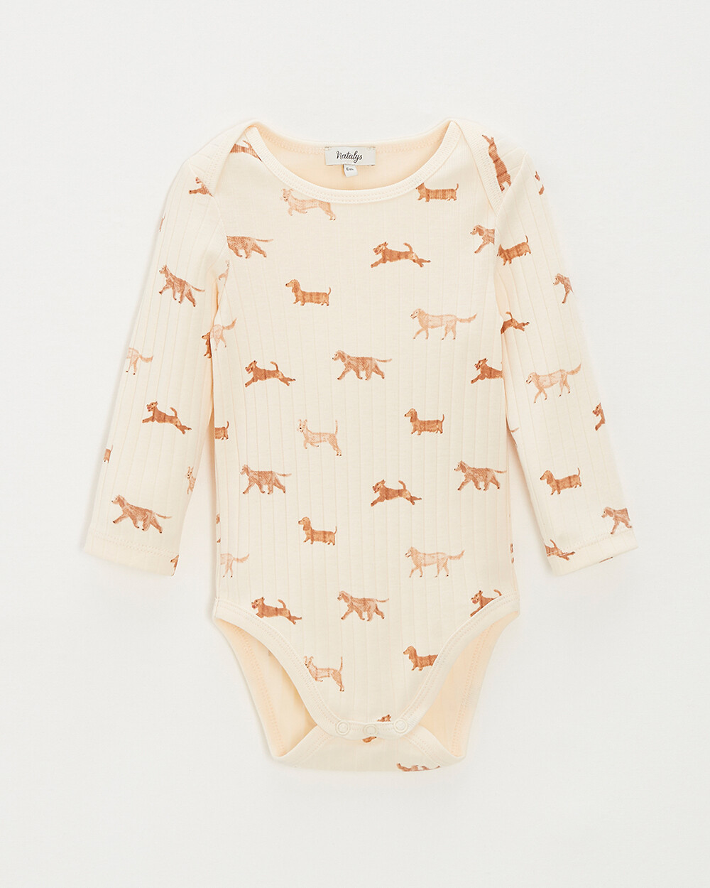 Short-sleeved ribbed bodysuit Dog print  Natalys