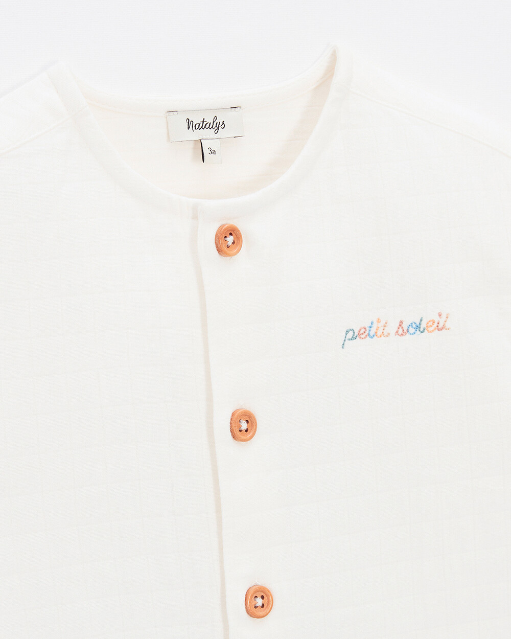 Kid's embroidered short-sleeved shirt Off-white colour  Natalys