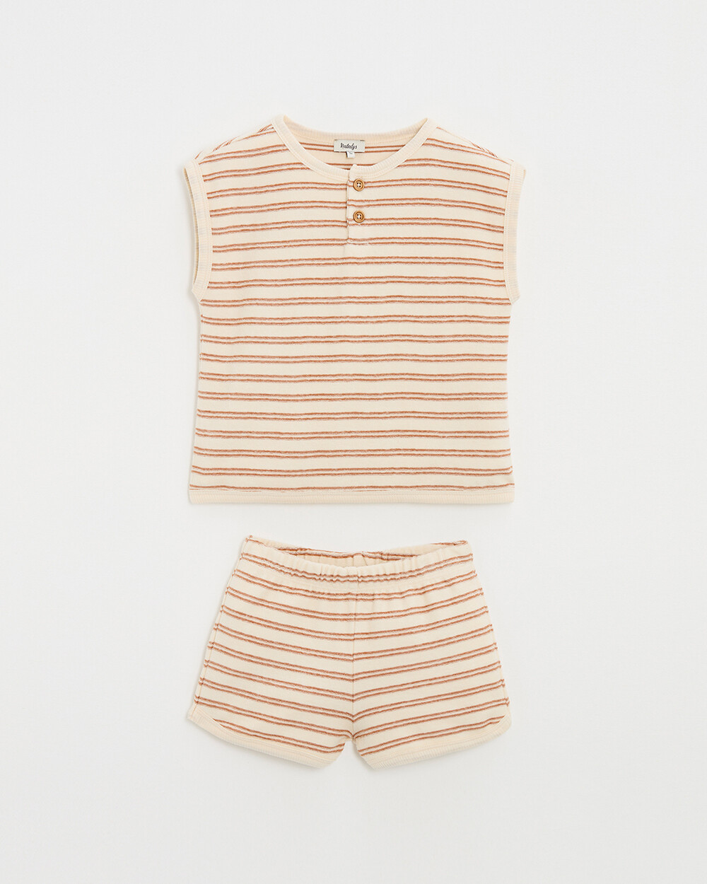 Kid's 2-piece terrycloth pyjamas Ecru coloured stripes  Natalys