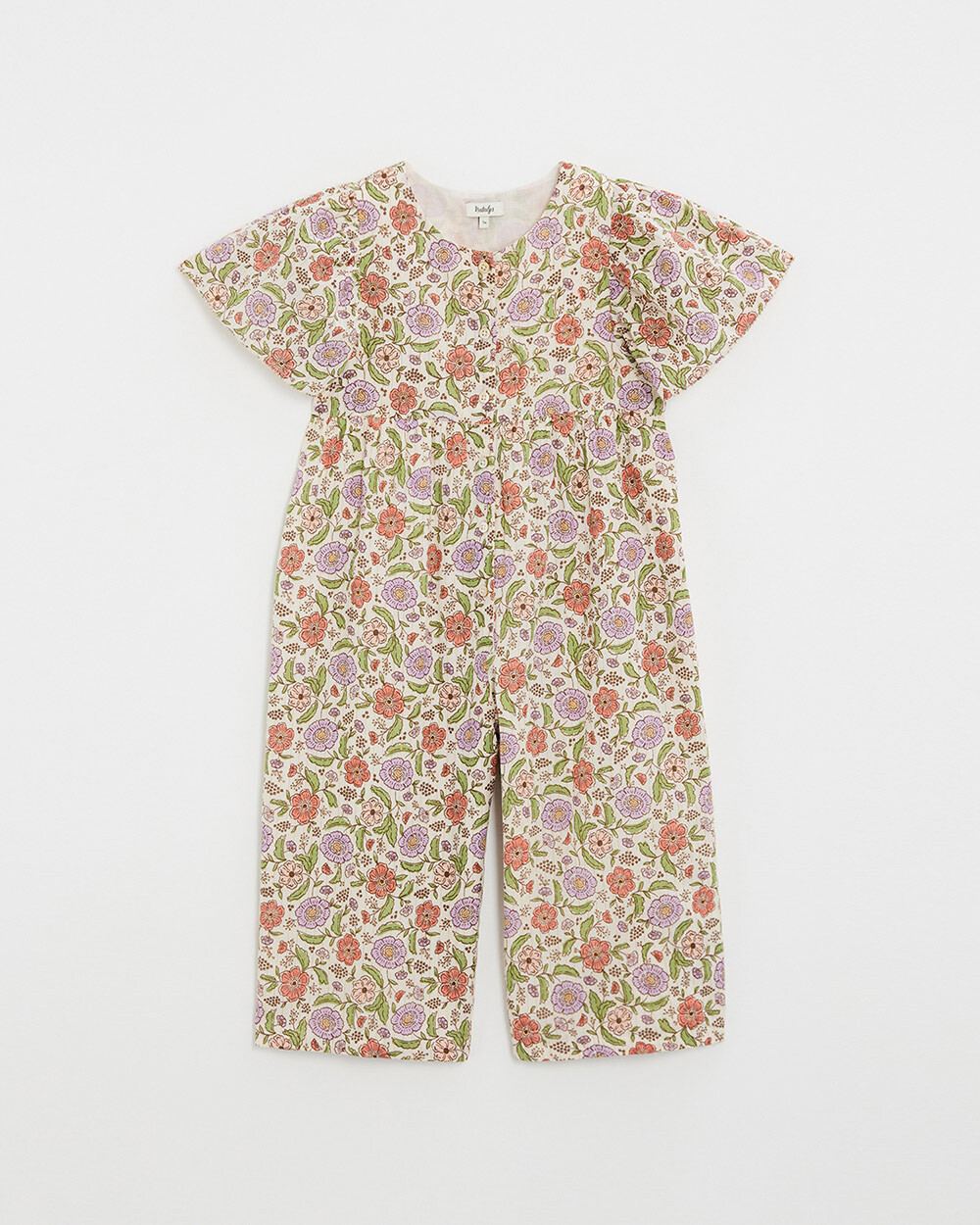 Kid's floral print jumpsuit Lurex stripes  Natalys