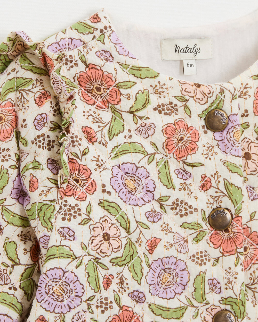 Floral print jacket Lurex stripes  Natalys