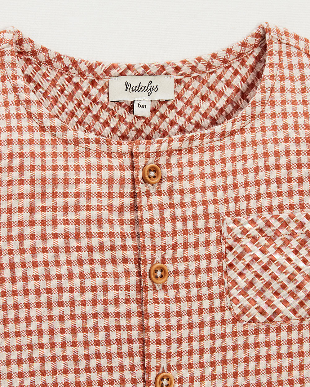 Short-sleeved shirt Vichy light beige colour  Natalys