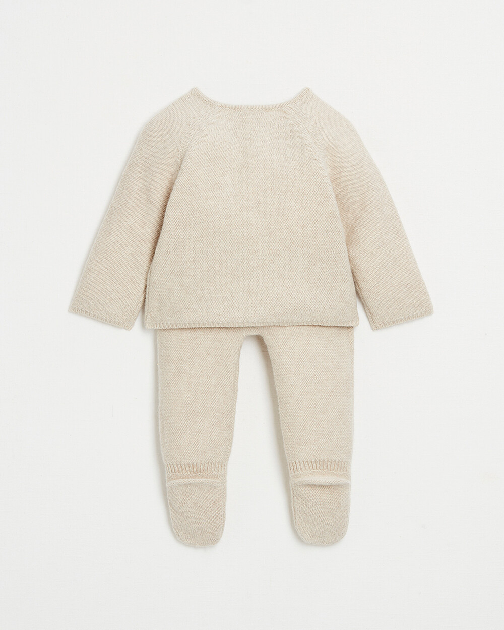 Merino wool knitted set Mottled beige colour  Natalys
