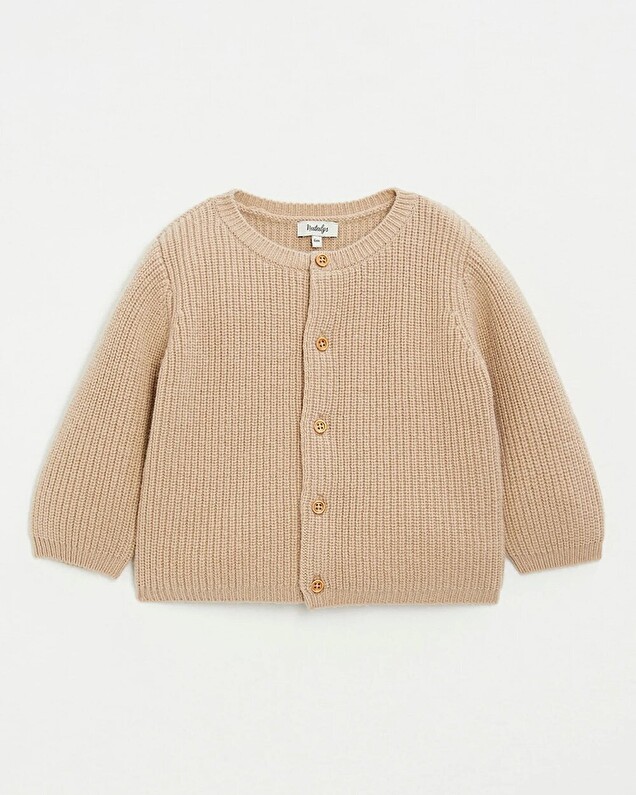 Mixed cardigan in merino wool Caramel colour  Natalys