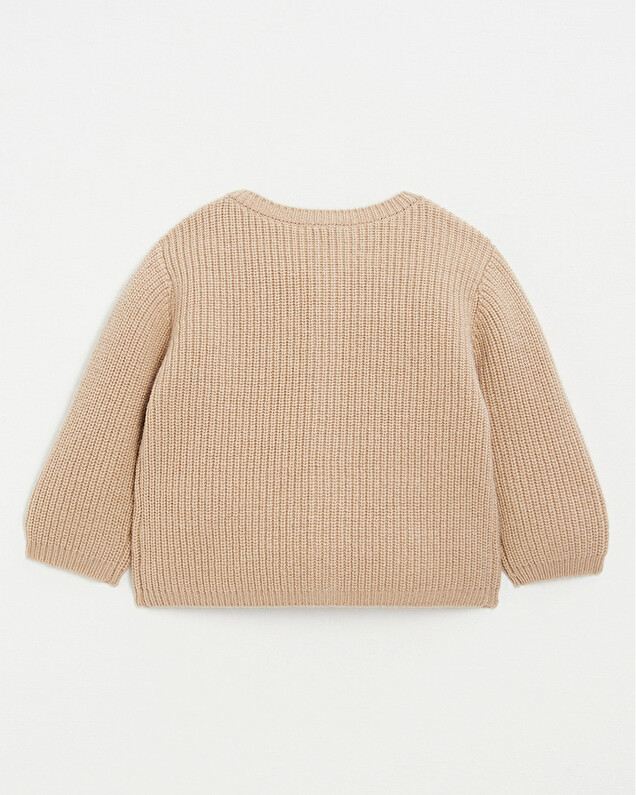 Mixed cardigan in merino wool Caramel colour  Natalys