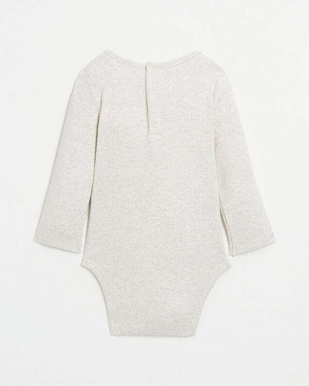 Ribbed long-sleeved bodysuit Mottled beige colour  Natalys
