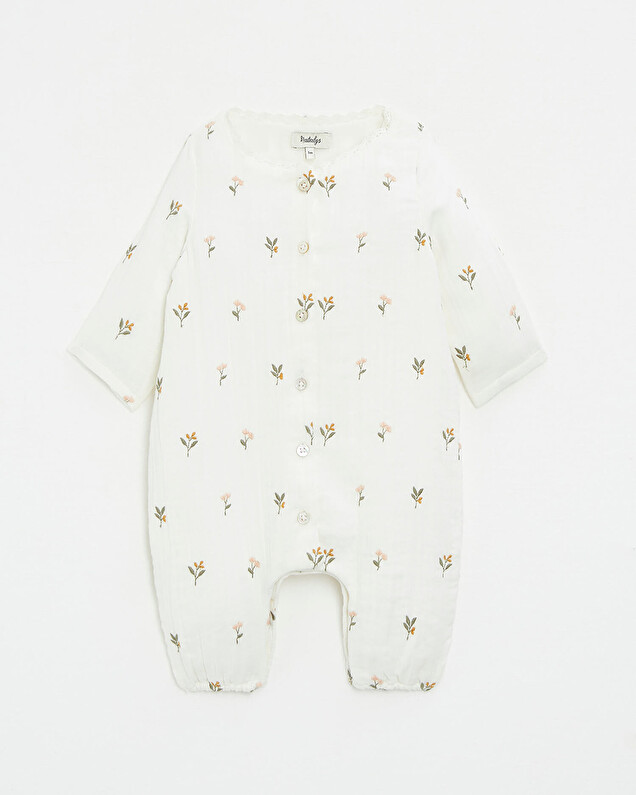 Embroidered cotton gauze jumpsuit Embroidered flowers  Natalys