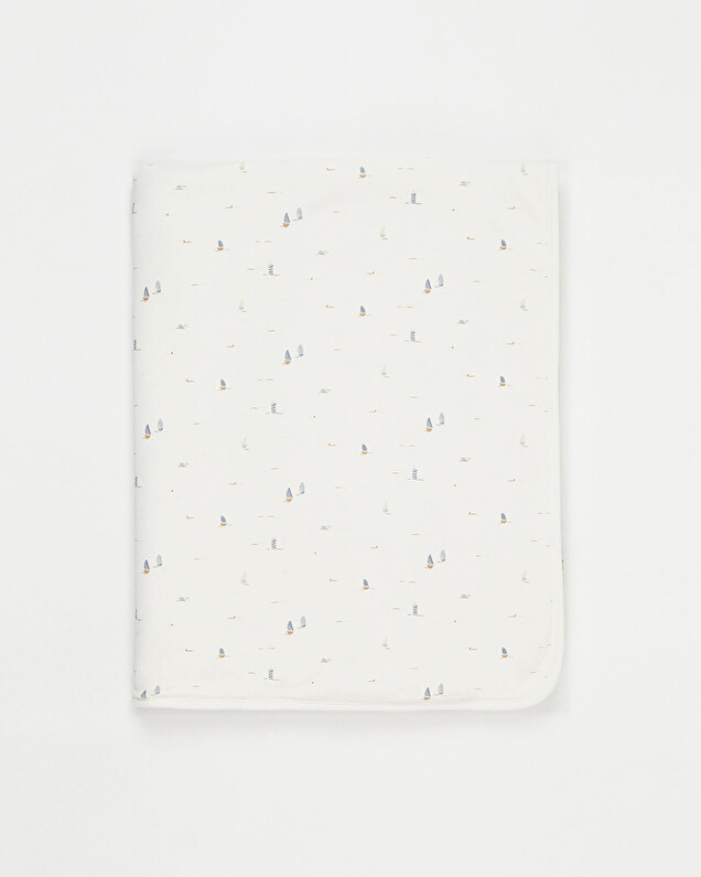 Fur-lined blanket Boat print Natalys