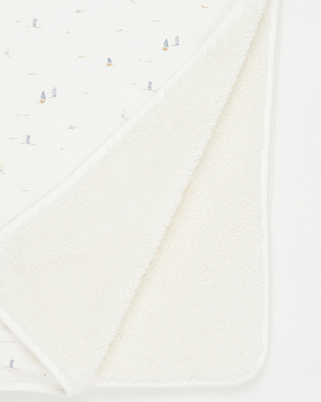 Fur-lined blanket Boat print Natalys