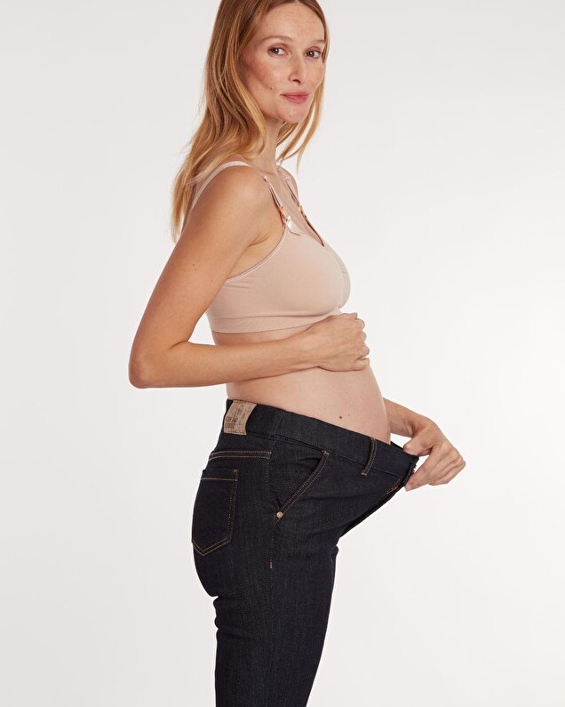Slim-fit maternity jeans Raw denim  Cache coeur