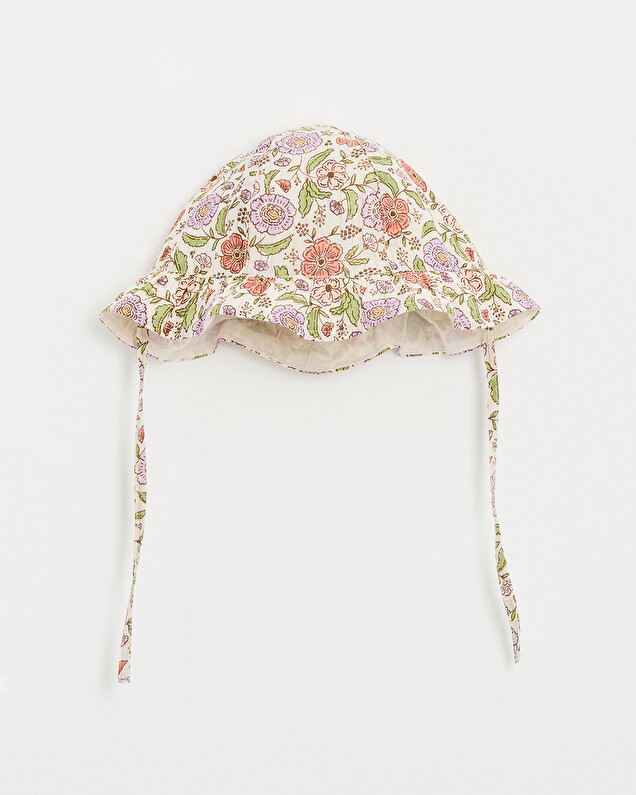 Floral print hat Lurex stripes  Natalys