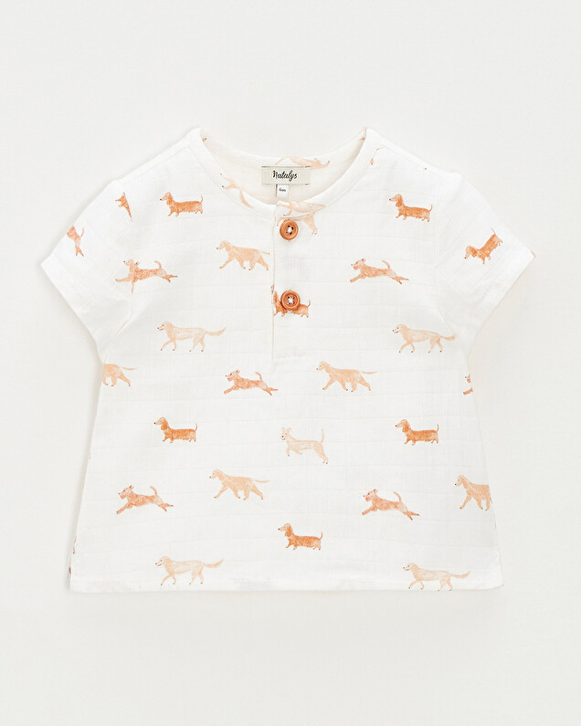 Short-sleeved shirt Dog print  Natalys