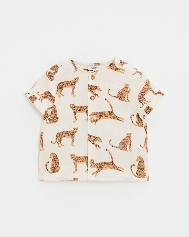 Cotton gauze shirt Leopard print  Natalys