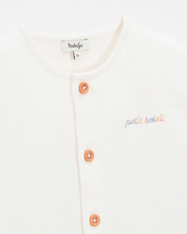 Kid's embroidered short-sleeved shirt Off-white colour  Natalys