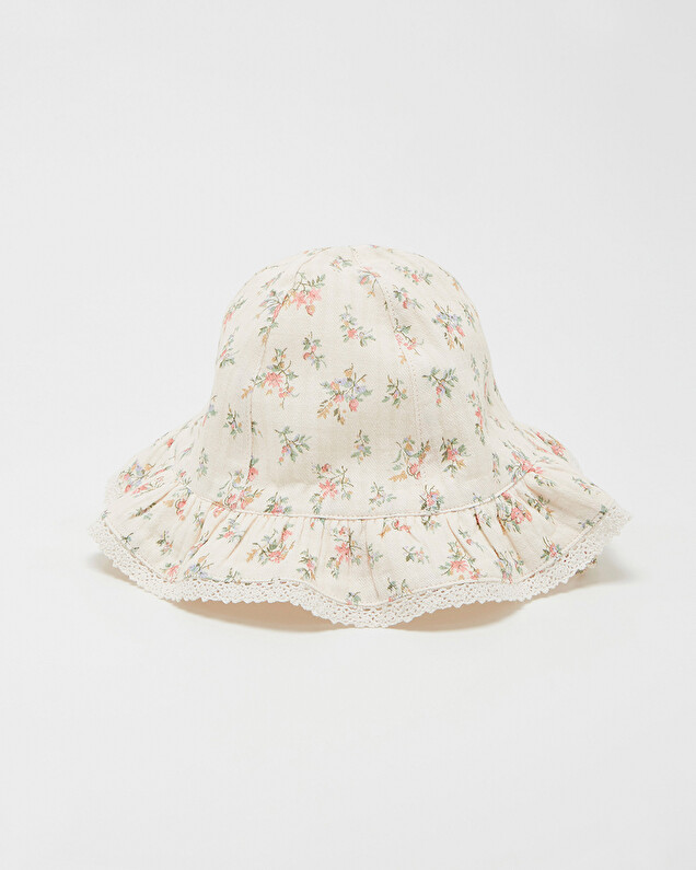 Floral print hat Chalk colour  Natalys