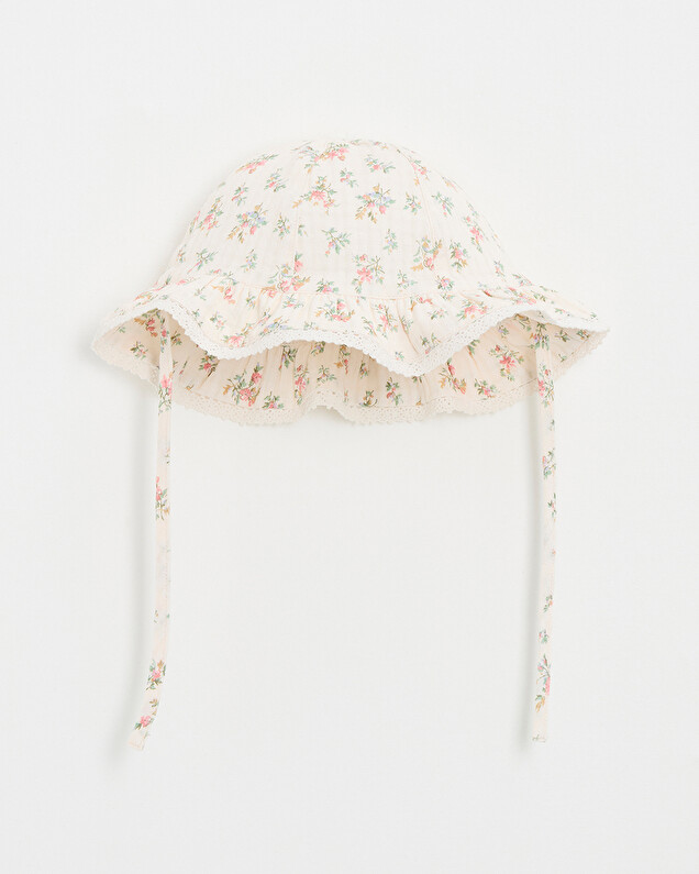 Floral print hat Chalk colour  Natalys