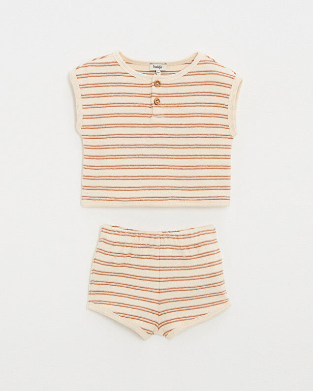 2-piece terrycloth pyjamas Ecru coloured stripes  Natalys