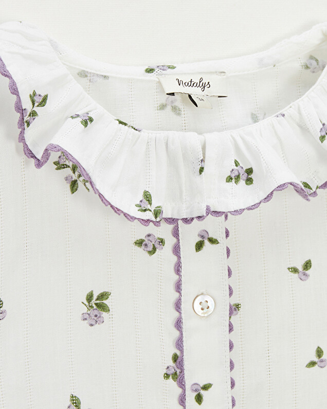 Short-sleeved blouse Blueberry print  Natalys