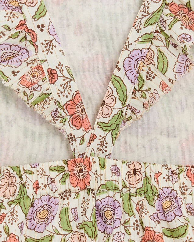 Kid's floral print dress Lurex stripes Natalys