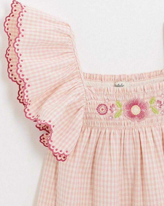 Kid's gingham dress Chalk colour Natalys