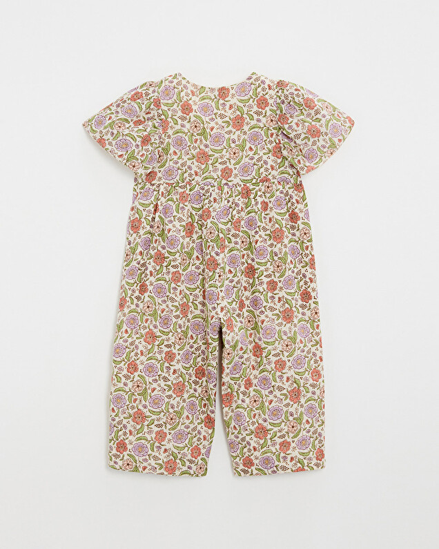 Kid's floral print jumpsuit Lurex stripes Natalys