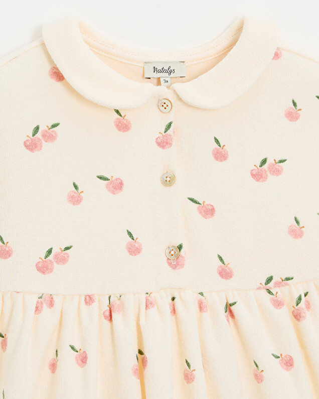 Kid' short-sleeved terrycloth dress Apple print Natalys