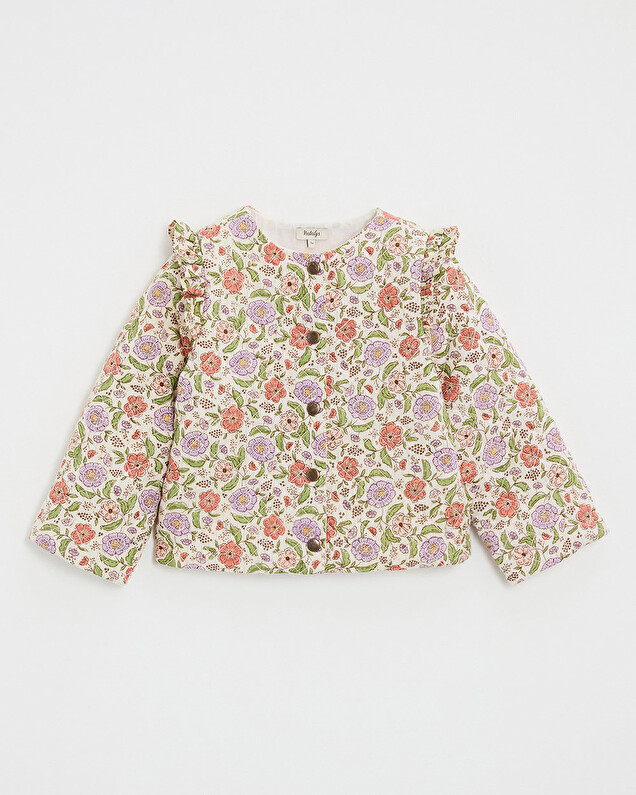 Kid's padded jacket Floral print lurex stripes Natalys
