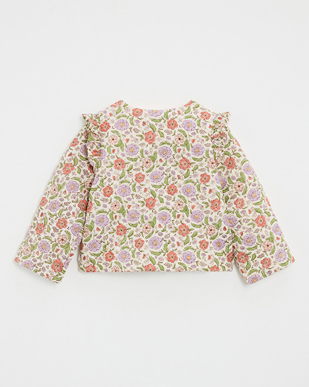 Kid's padded jacket Floral print lurex stripes Natalys