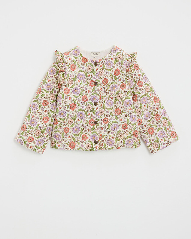 Kid's padded jacket Floral print lurex stripes Natalys