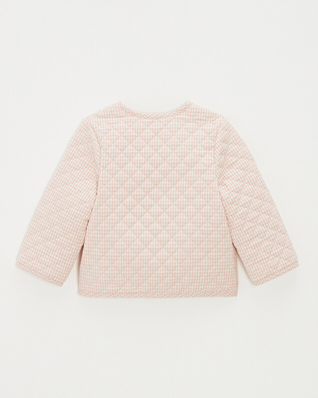 Kid's embroidered gingham jacket Vichy chalk colour Natalys
