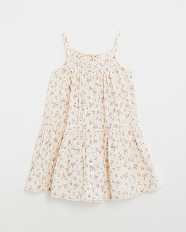Kid's floral print dress Chalk colour Natalys