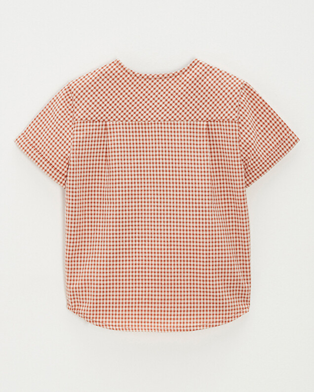 Kid' short-sleeved shirt Vichy light beige colour  Natalys