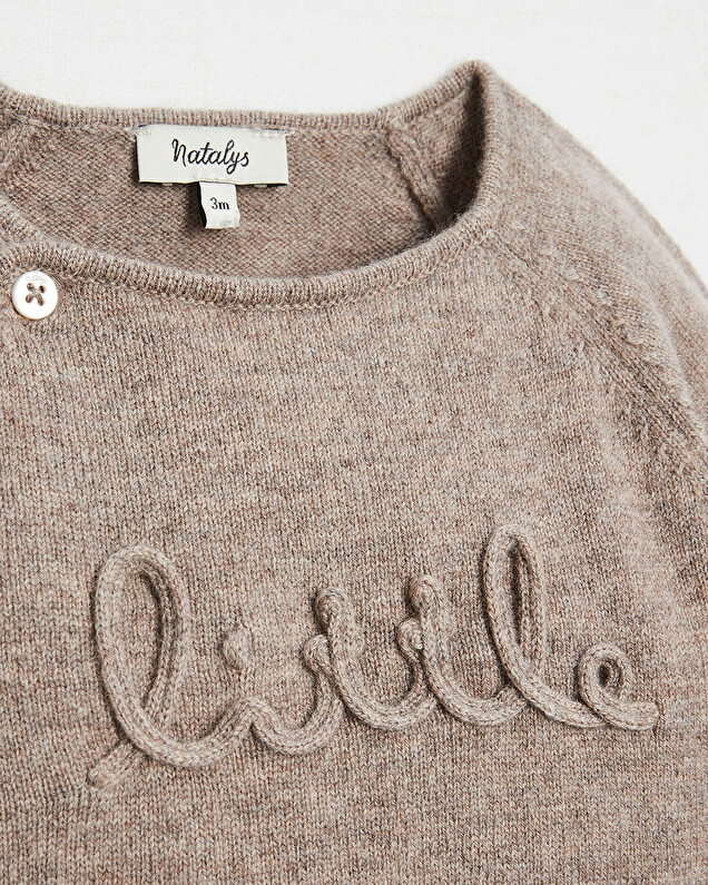 Merino wool knitted set Mottled brown colour  Natalys
