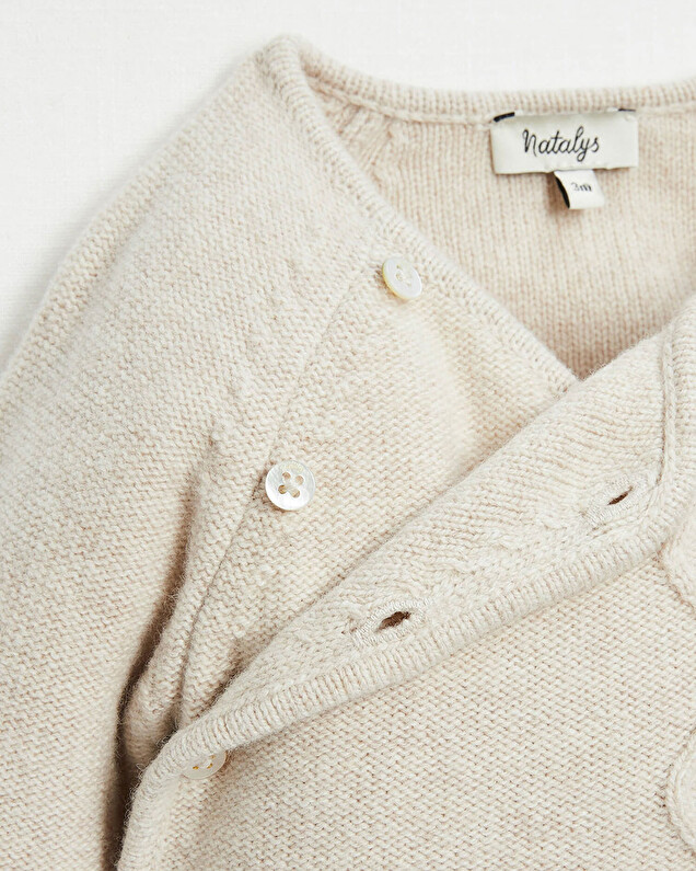 Merino wool knitted set Mottled beige colour  Natalys