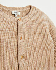 Mixed cardigan in merino wool Caramel colour  Natalys