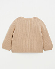 Mixed cardigan in merino wool Caramel colour  Natalys