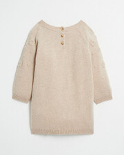 Embroidered Merino wool dress Mottled beige colour  Natalys