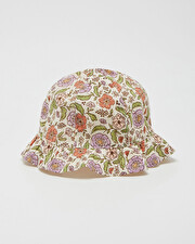 Floral print hat Lurex stripes  Natalys