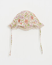 Floral print hat Lurex stripes  Natalys