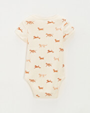 Short-sleeved ribbed bodysuit Dog print  Natalys