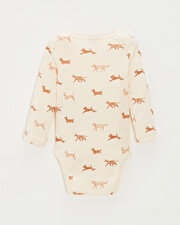 Short-sleeved ribbed bodysuit Dog print  Natalys